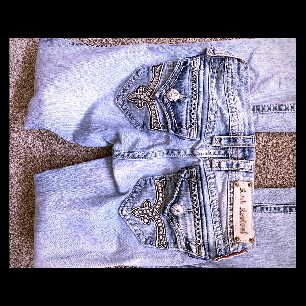 Rock Revival Light Blue Distressed Jeans